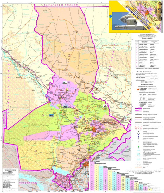 Карта туркестанской области казахстана