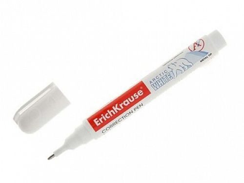 Корректирующая ручка ERICH KRAUSE "Techno White", 6 мл, металлический наконечник