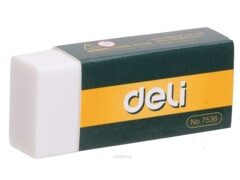 Ластик DELI, белый (42х17х10 мм)